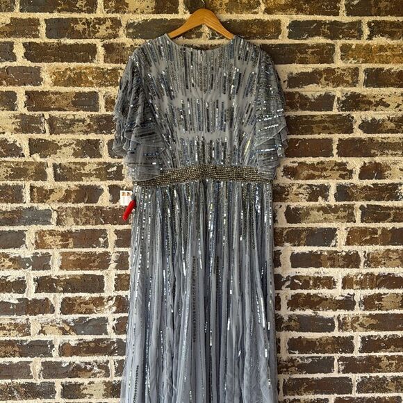 Mac Duggal Flare Sleeve Embellished Sequin Dress Size 16 - Picture 10 of 12